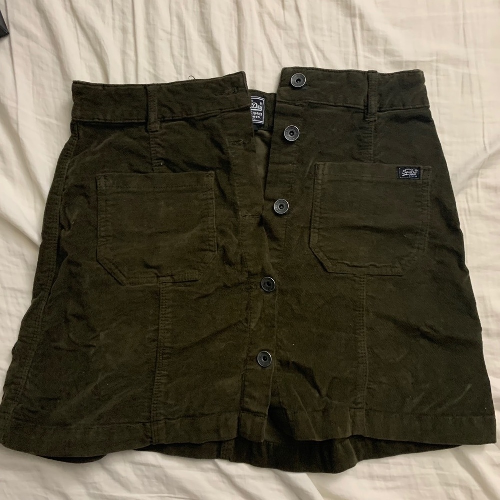 Superdry Olive Buttoned Skirt